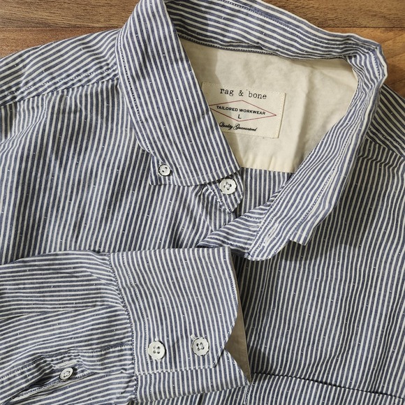 rag & bone Other - Rag & Bone Shirt Mens Large Blue Striped Long Sleeve Button Up Tailored Workwear